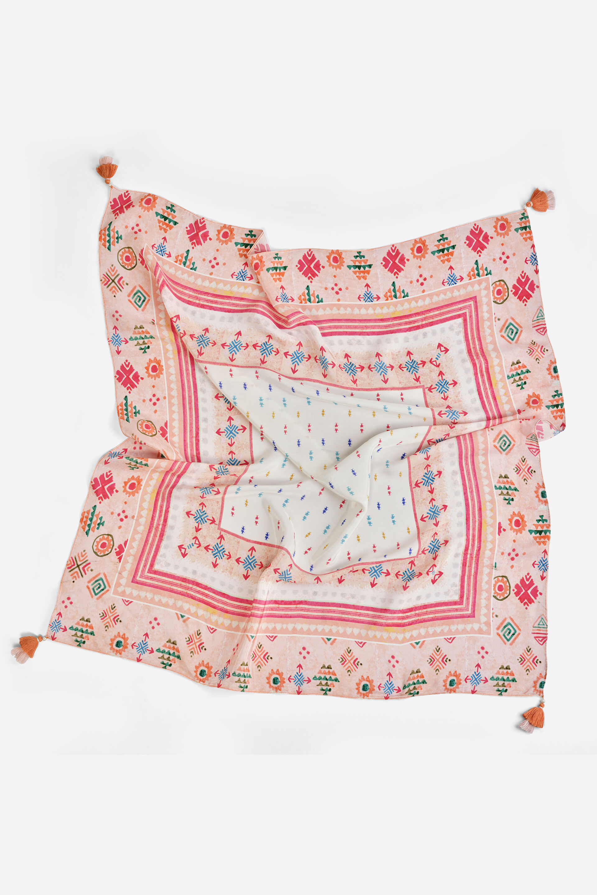 White Multi-Coloured Printed Scarf, , image 2